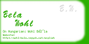 bela wohl business card